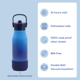 Flowee 22oz Insulated Water Bottle in Blue Gradient