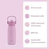 Flowee 14oz Insulated Water Bottle in Pink