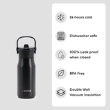 Flowee 14oz Insulated Water Bottle in Black
