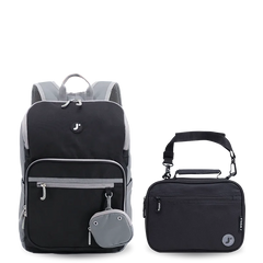 Junior Backpack With Lunch Box For School in Black - JWorldstore