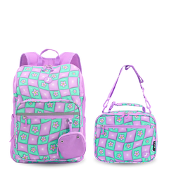 Junior Backpack With Lunch Box For School in Puffy Flower - JWorldstore