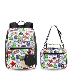 Junior Backpack With Lunch Box For School in Street Art - JWorldstore