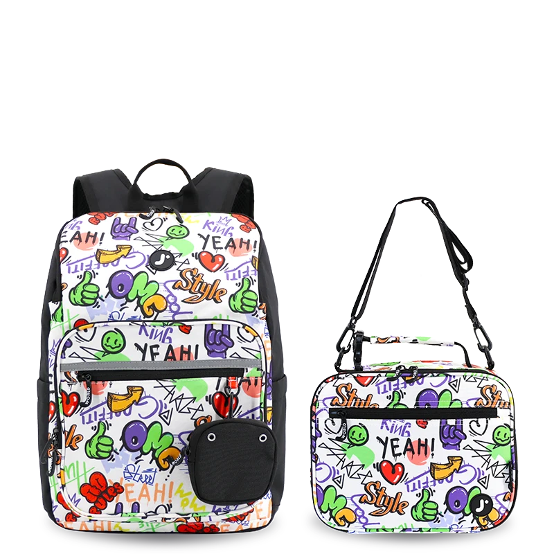Junior Backpack With Lunch Box For School in Street Art - JWorldstore