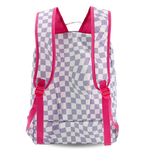 Packmate 2 in 1 Backpack With Built-in Lunch Bag in Lavender Checkers - JWorldstore