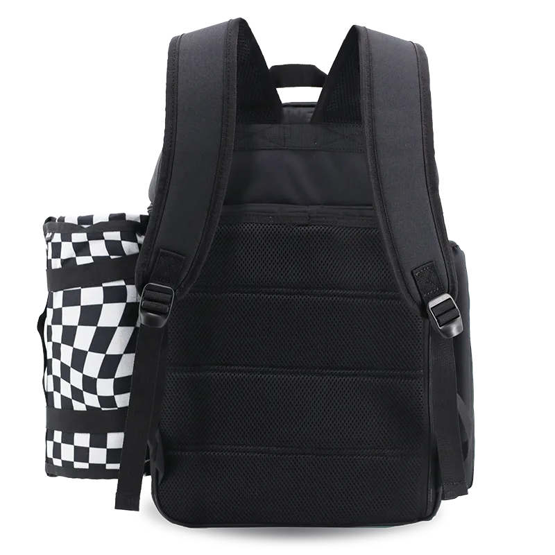 Picnic Backpack with Insulated Compartments & Picnic Mat in Black - JWorldstore