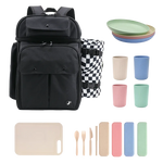 Picnic Backpack with Insulated Compartments & Picnic Mat in Black - JWorldstore