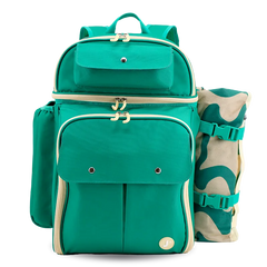 Picnic Backpack with Insulated Compartments & Picnic Mat in Green - JWorldstore