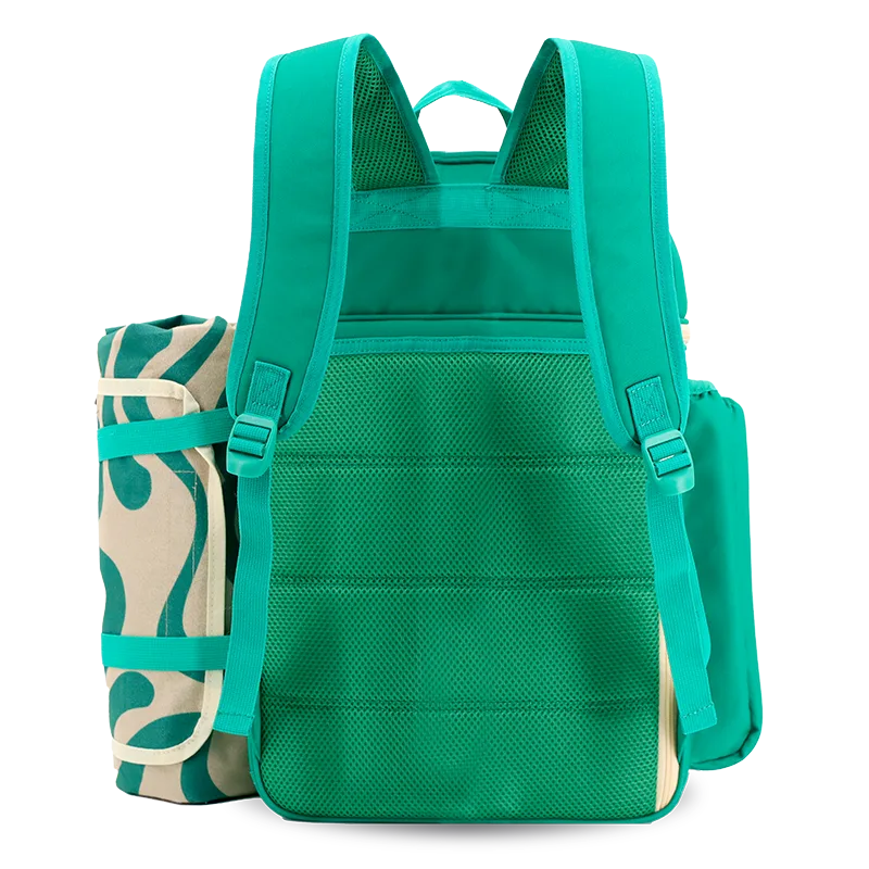 Picnic Backpack with Insulated Compartments & Picnic Mat in Green - JWorldstore