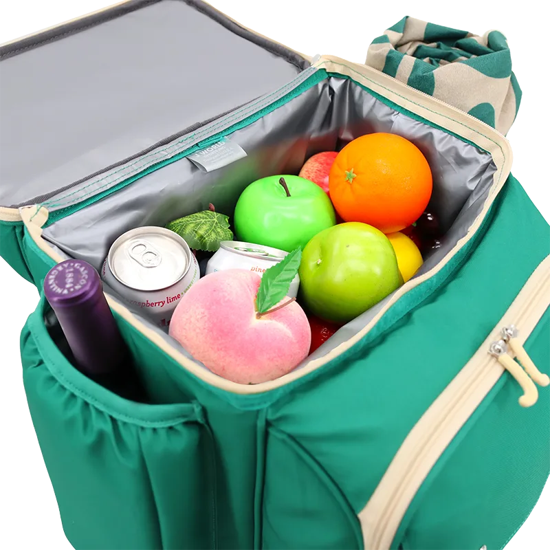 Picnic Backpack with Insulated Compartments & Picnic Mat in Green - JWorldstore