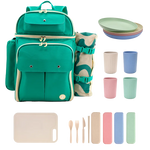 Picnic Backpack with Insulated Compartments & Picnic Mat in Green - JWorldstore