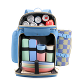 Picnic Backpack with Insulated Compartments & Picnic Mat in Sky Blue - JWorldstore