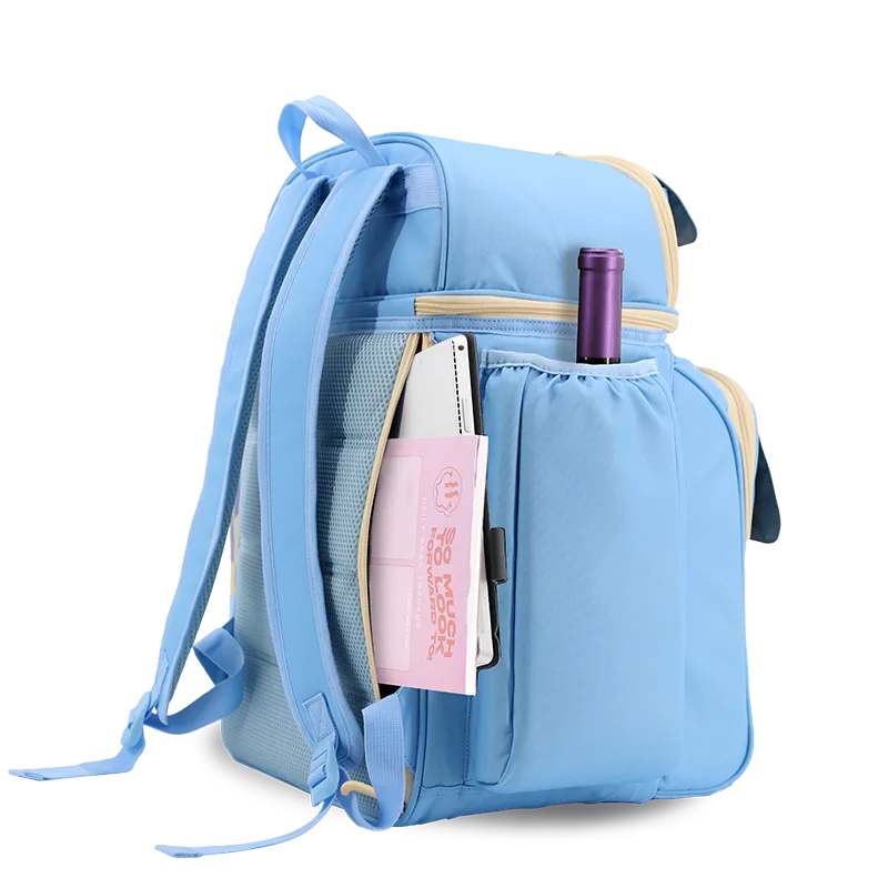 Picnic Backpack with Insulated Compartments & Picnic Mat in Sky Blue - JWorldstore