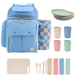 Picnic Backpack with Insulated Compartments & Picnic Mat in Sky Blue - JWorldstore