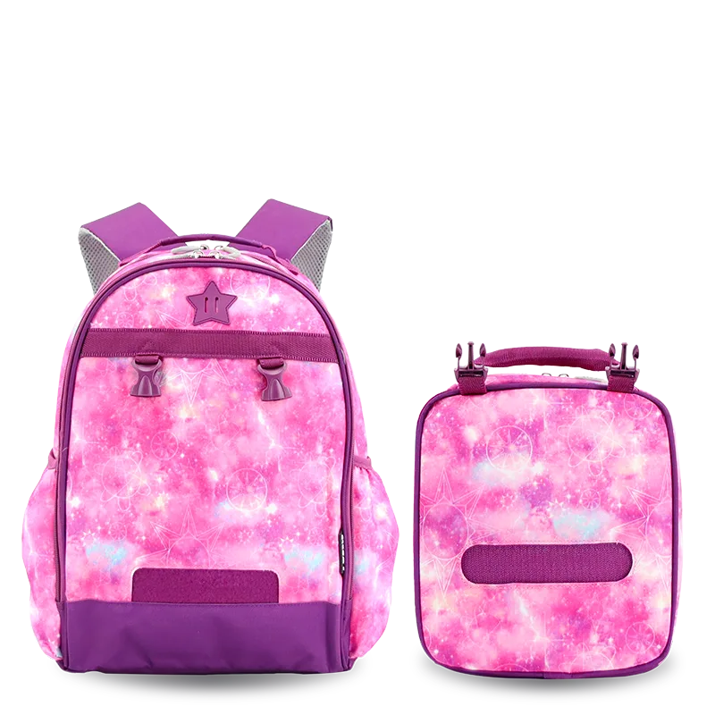 Duet Kids Backpack & Detachable Lunch Box Set in Purple Galaxy - JWorldstore