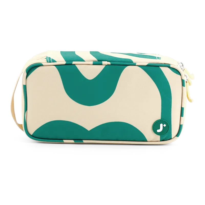 Doodle Pencil Case with Handle Strap in Green Swirl - JWorldstore