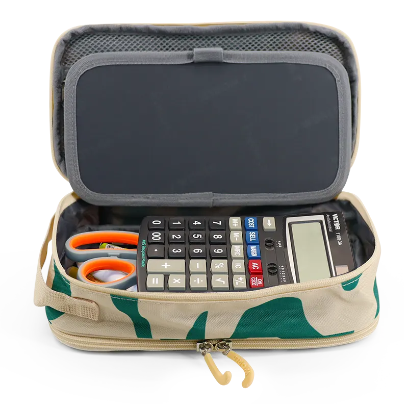 Doodle Pencil Case with Handle Strap in Green Swirl - JWorldstore