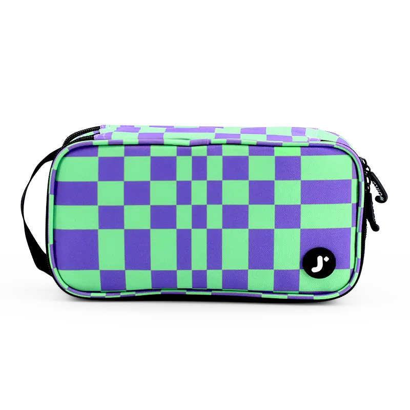 Doodle Pencil Case with Handle Strap in Pixel Checkers - JWorldstore
