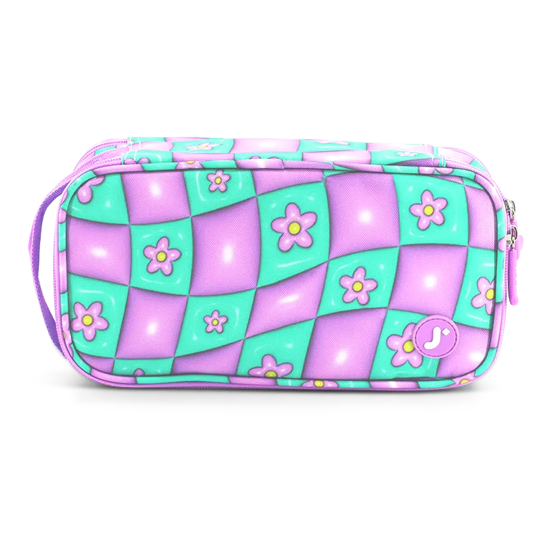 Doodle Pencil Case with Handle Strap in Puffy Flower - JWorldstore
