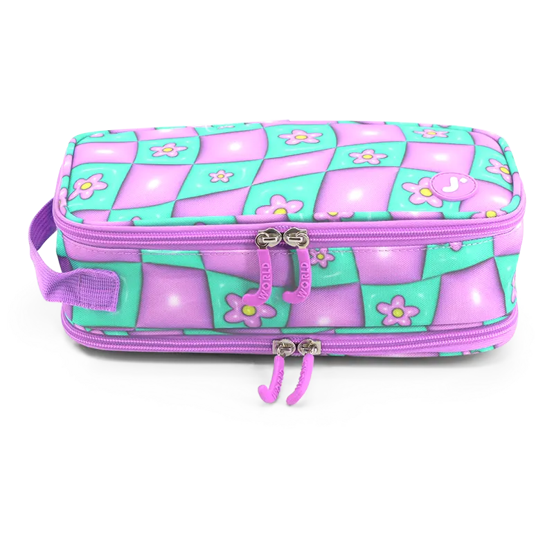 Doodle Pencil Case with Handle Strap in Puffy Flower - JWorldstore