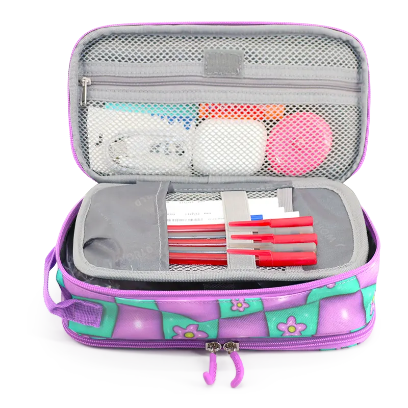 Doodle Pencil Case with Handle Strap in Puffy Flower - JWorldstore