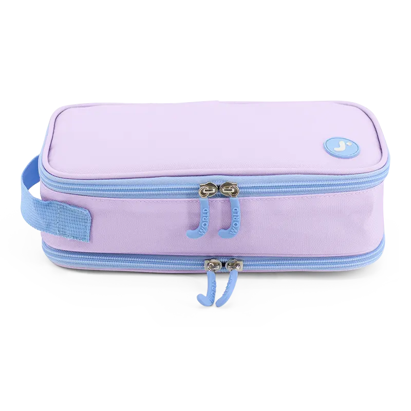 Doodle Pencil Case with Handle Strap in Purple - JWorldstore