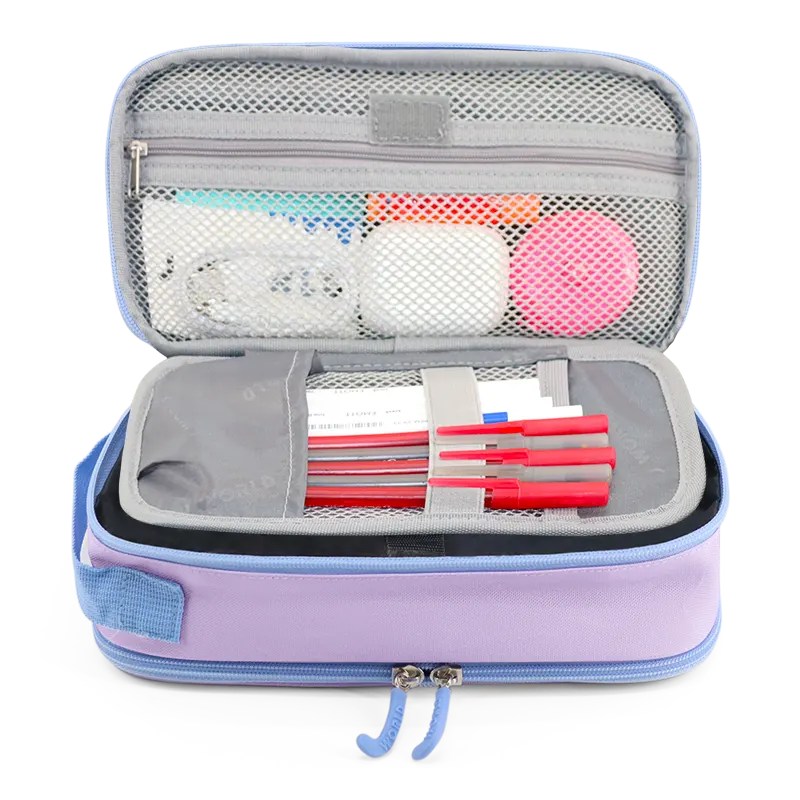 Doodle Pencil Case with Handle Strap in Purple - JWorldstore