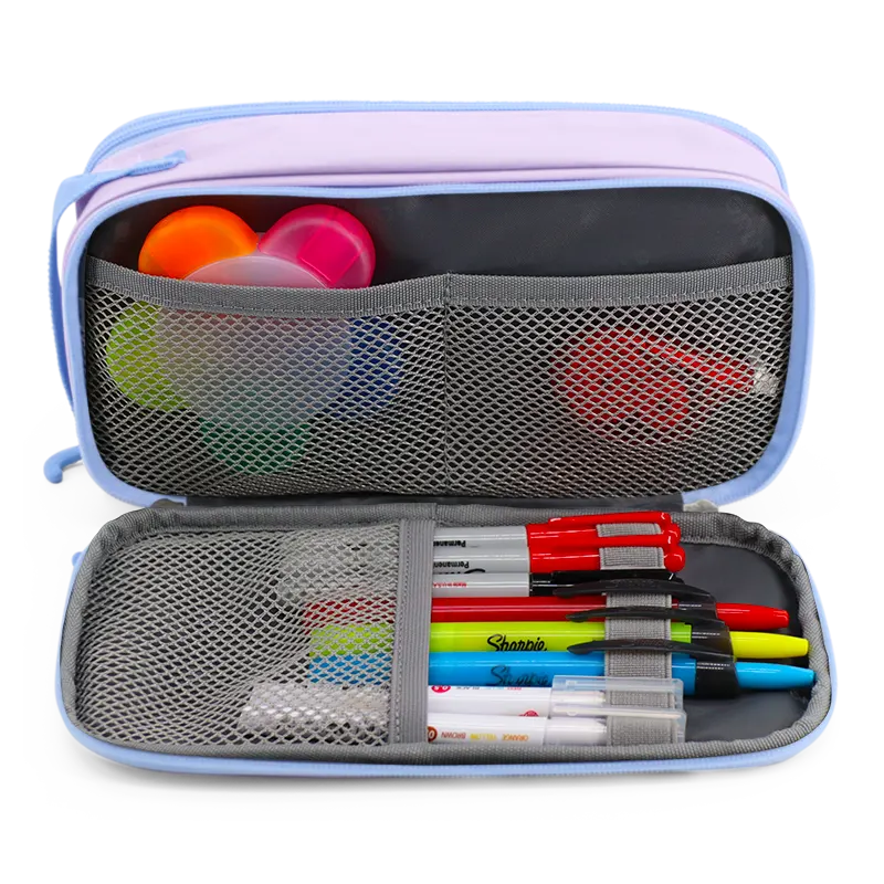 Doodle Pencil Case with Handle Strap in Purple - JWorldstore