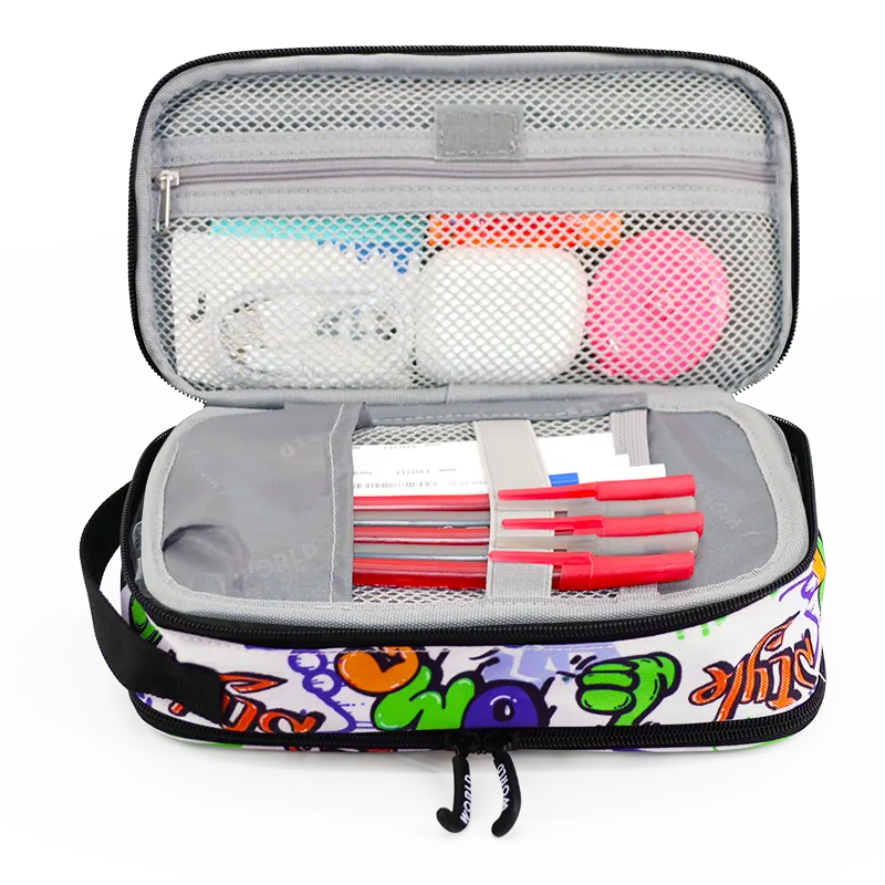 Doodle Pencil Case with Handle Strap in Street Art - JWorldstore