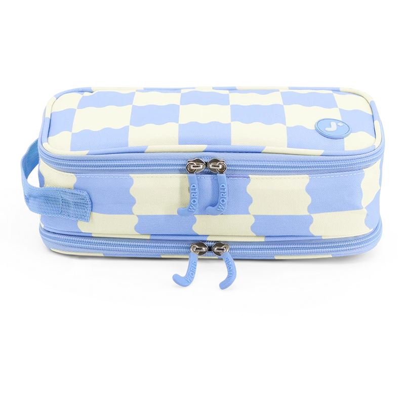 Doodle Pencil Case with Handle Strap in Wiggle Blue - JWorldstore