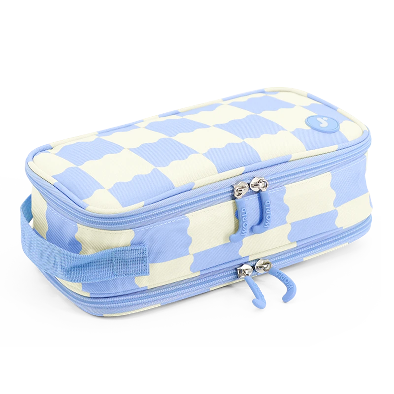 Doodle Pencil Case with Handle Strap in Wiggle Blue - JWorldstore