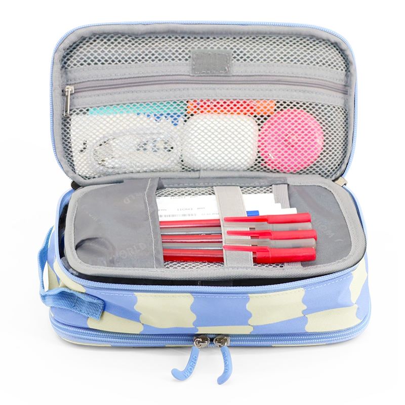 Doodle Pencil Case with Handle Strap in Wiggle Blue - JWorldstore