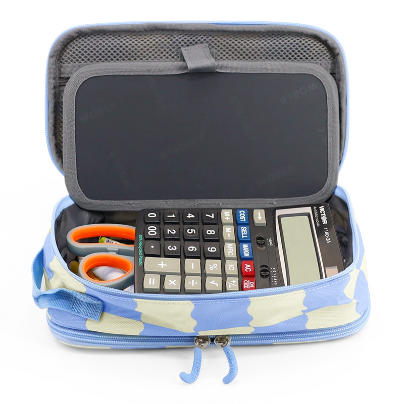 Doodle Pencil Case with Handle Strap in Wiggle Blue - JWorldstore