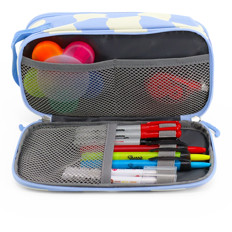 Doodle Pencil Case with Handle Strap in Wiggle Blue - JWorldstore