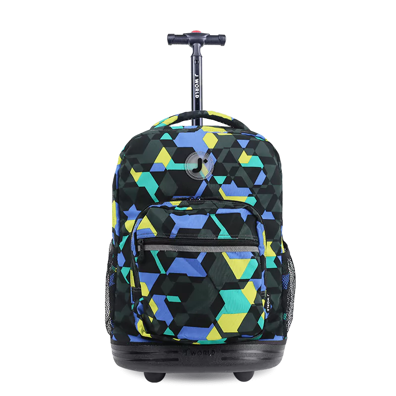 Sunrise Rolling Backpack (18 Inch) in Cubes - JWorldstore