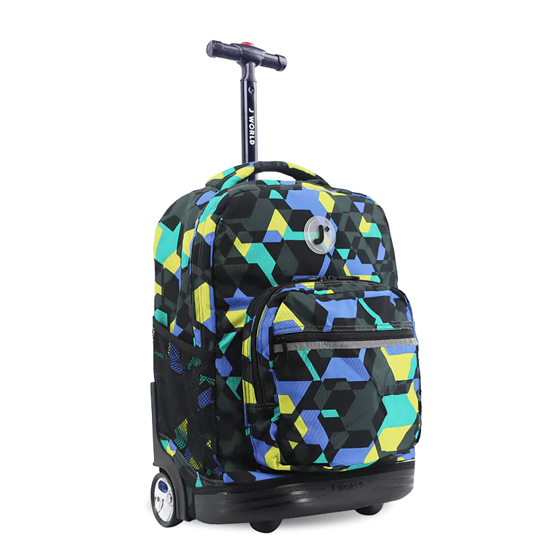 Sunrise Rolling Backpack (18 Inch) in Cubes - JWorldstore