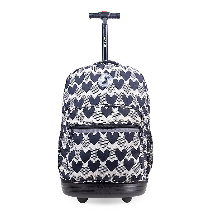 Sunrise Rolling Backpack (18 Inch) in Heart Dot - JWorldstore