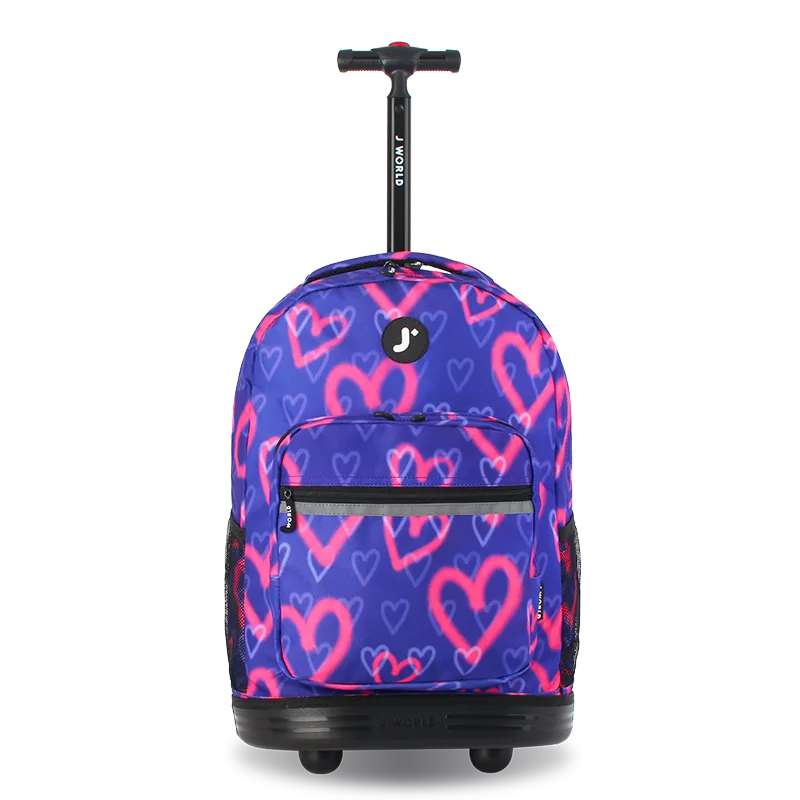 Sunrise Rolling Backpack (18 Inch) in Heart Spray - JWorldstore