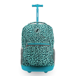Sunrise Rolling Backpack (18 Inch) in Mint Leopard - JWorldstore