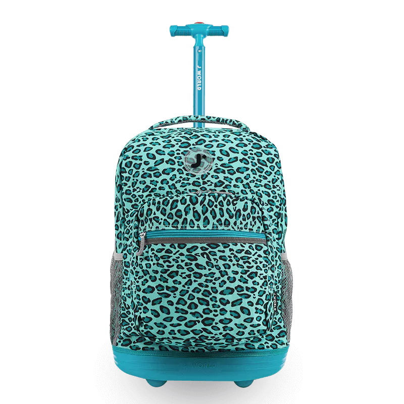 Sunrise Rolling Backpack (18 Inch) in Mint Leopard - JWorldstore