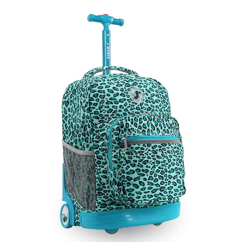 Sunrise Rolling Backpack (18 Inch) in Mint Leopard - JWorldstore