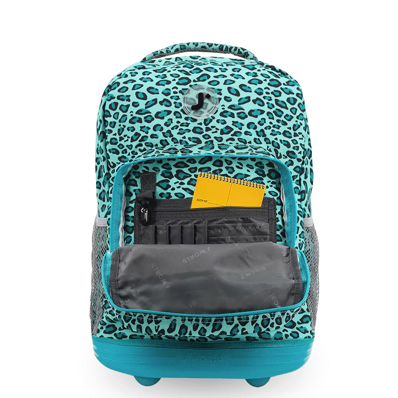 Sunrise Rolling Backpack (18 Inch) in Mint Leopard - JWorldstore
