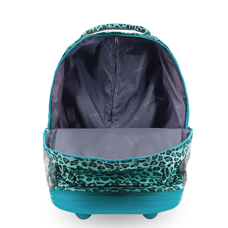 Sunrise Rolling Backpack (18 Inch) in Mint Leopard - JWorldstore