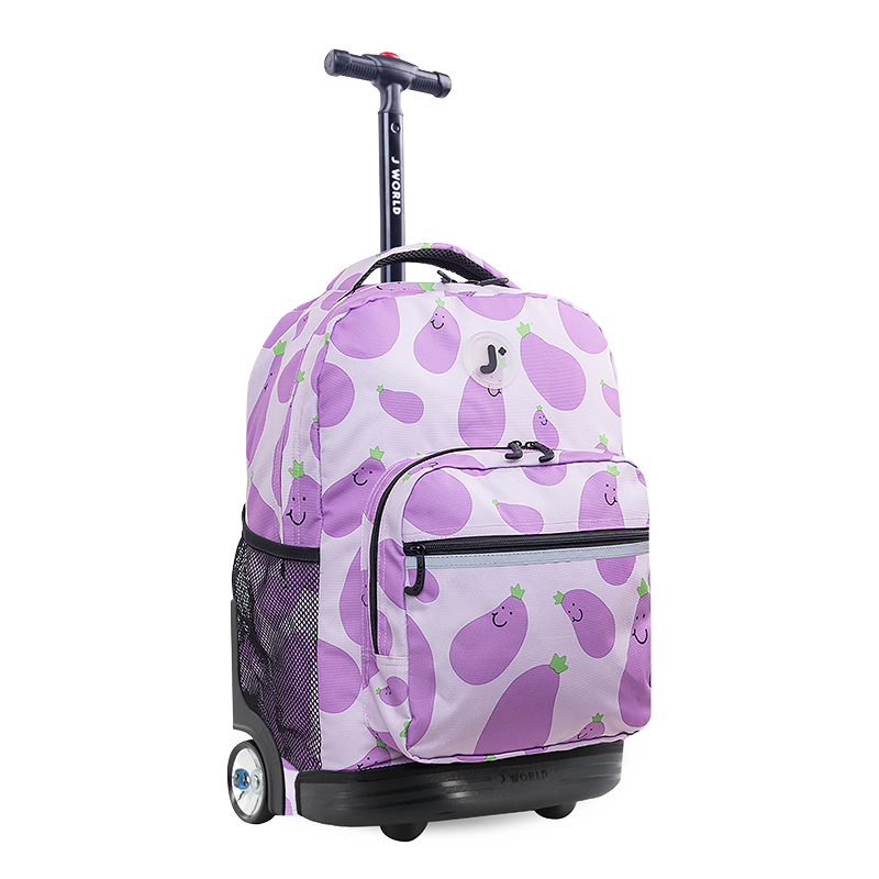 Sunrise Rolling Backpack (18 Inch) in Mr Eggplant - JWorldstore