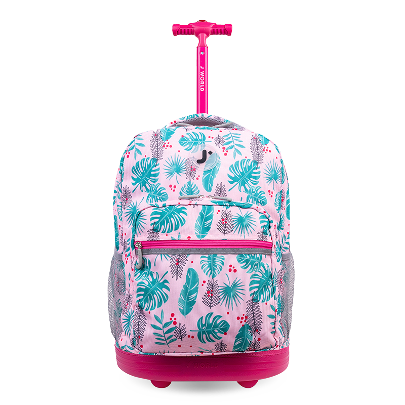Sunrise Rolling Backpack (18 Inch) in Palm Leaves - JWorldstore