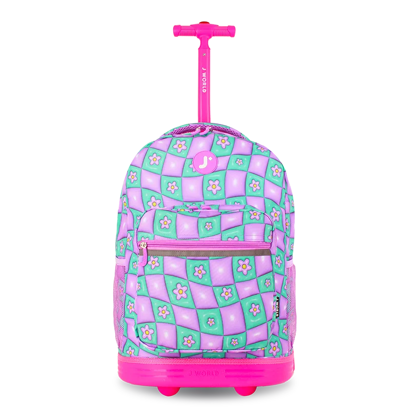 Sunrise Rolling Backpack (18 Inch) in Puffy Flower - JWorldstore
