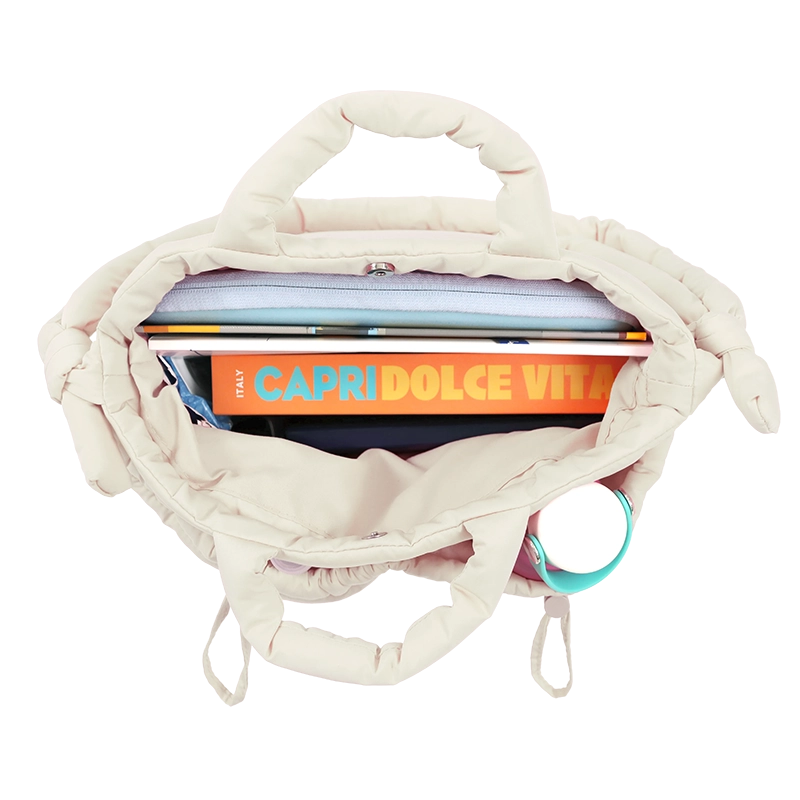 Puffy Tote in Beige - JWorldstore